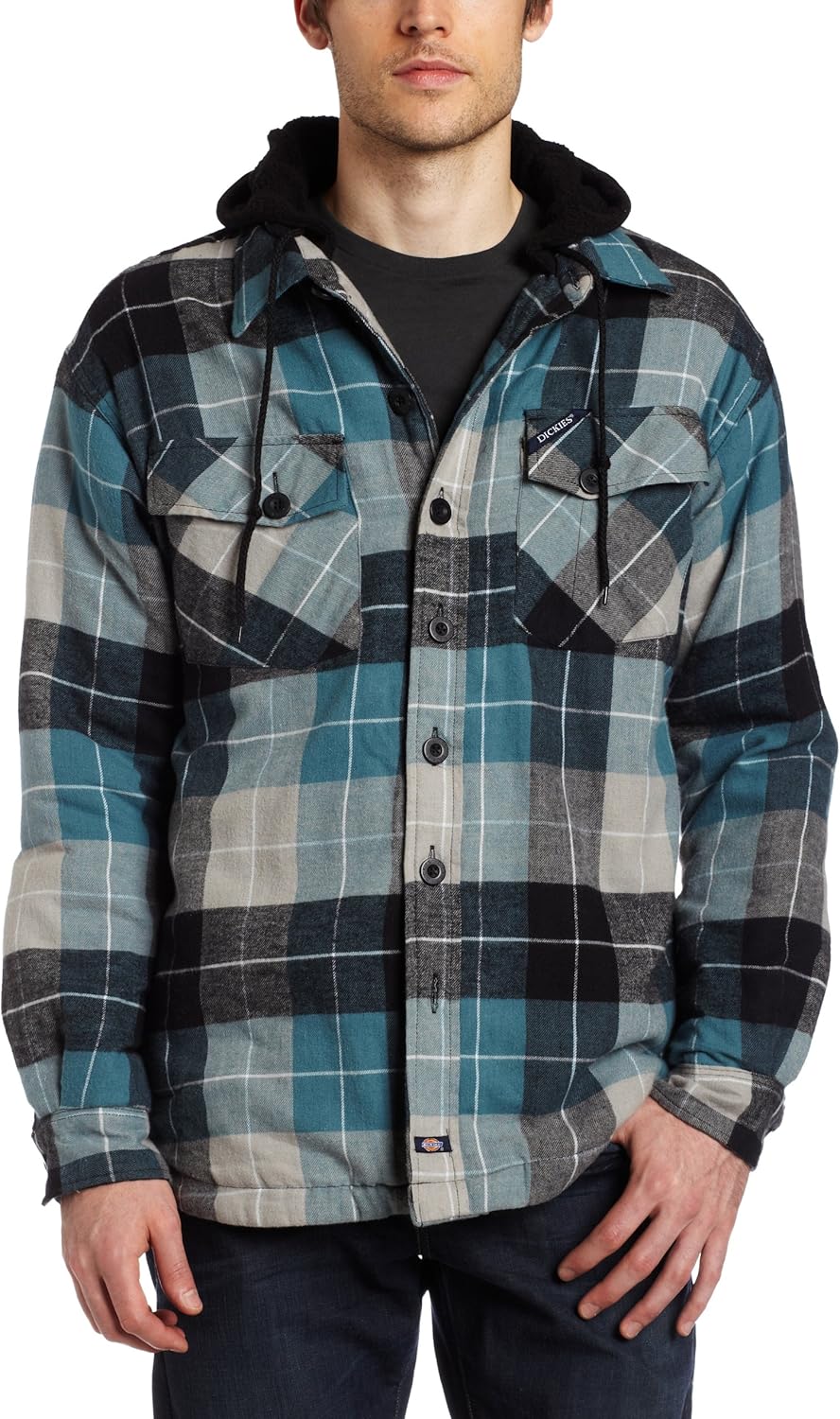 dickies quilted lined hooded overshirt