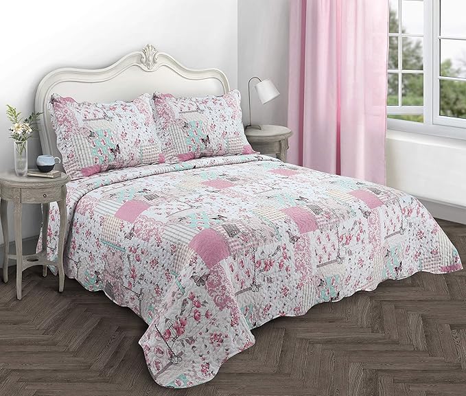 Grand Dessus De Lit Vintage Cousu Main – Motif étoile, Coton 100%, 80" X 88" (USA)