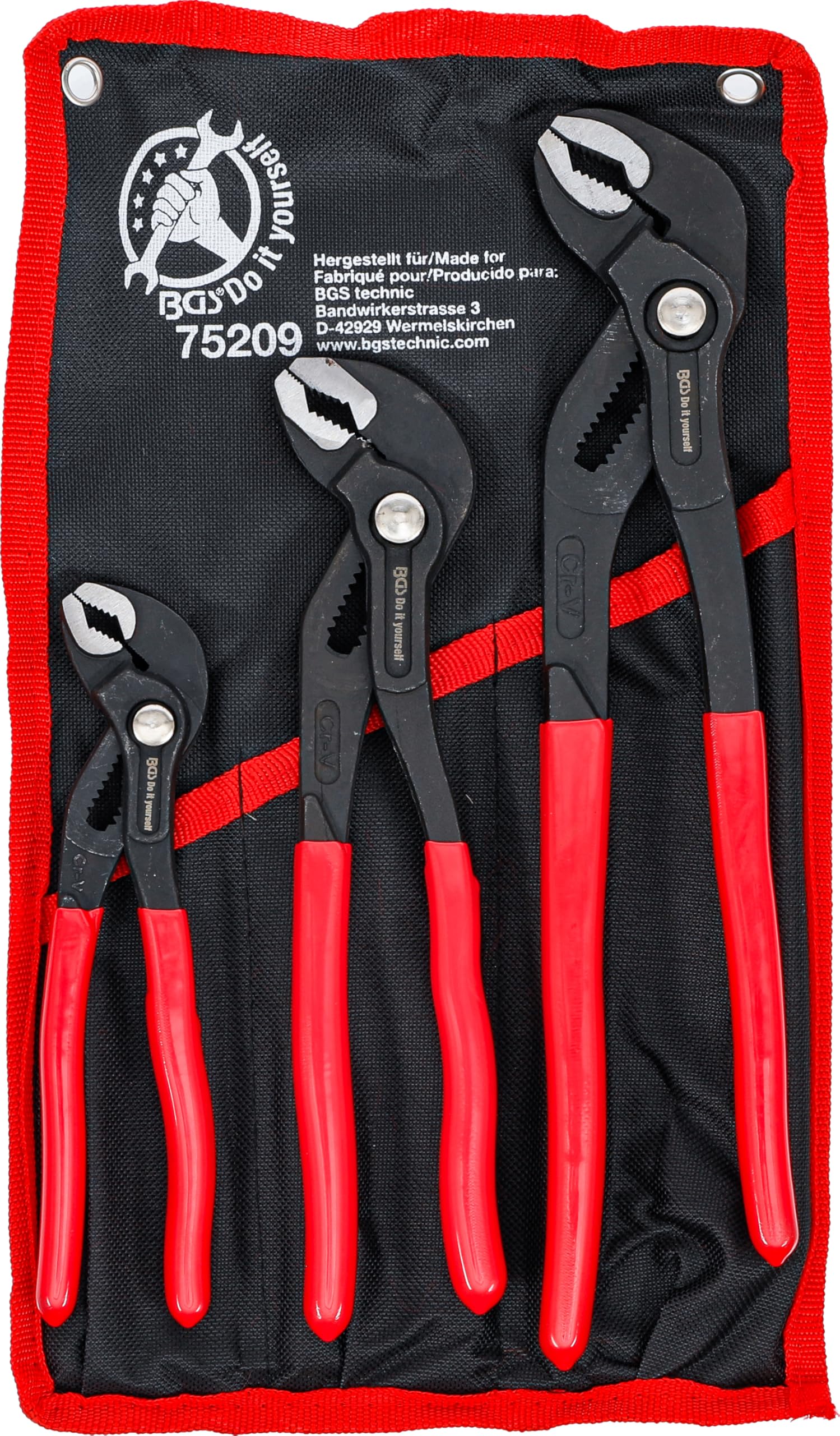 BGS Diy 75209 | Water Pump Pliers Set | 175 / 240 / 300 mm | 3 pcs.