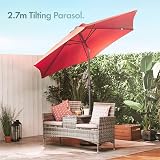 VonHaus Parasol 2.7M Garden Umbrella – Sun Shade Canopy with Tilt, Crank view 2