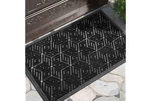 Yimobra Doormat Outdoor Entrance 29.5x17, All-Weather Waterproof Outdoor Mats for Front Door, Non Slip Welcome Door Mat for Patio Proch Outside Entryway Indoor, Black