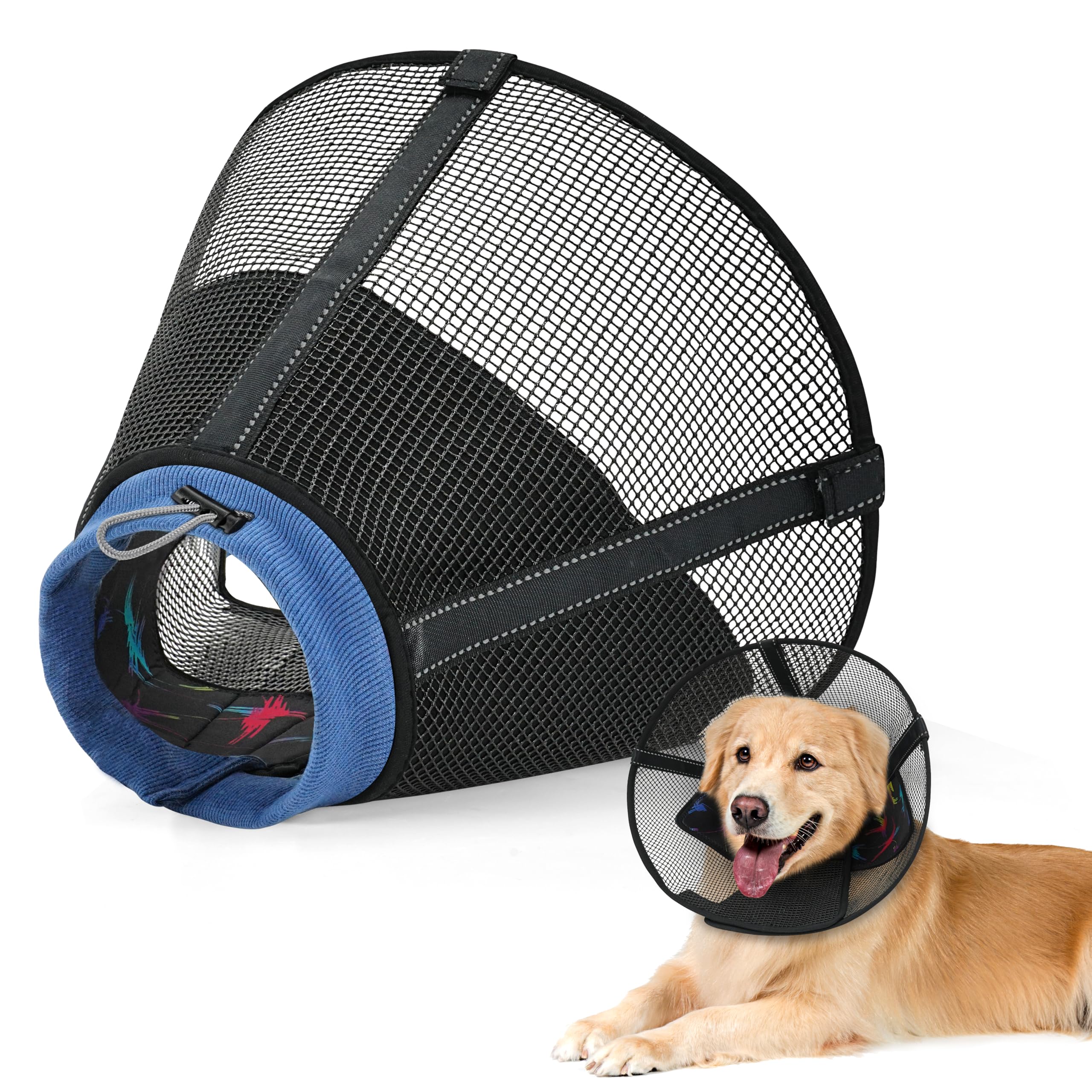 Photo 1 of Dog Cone Collar to Stop Licking: Breathable Mesh Elizabeth Recovery Collar Alternative with Soft Padded After Surgery Neuter Spay Wound, for Large Medium, Small Dogs, Normal Eating and Drinking