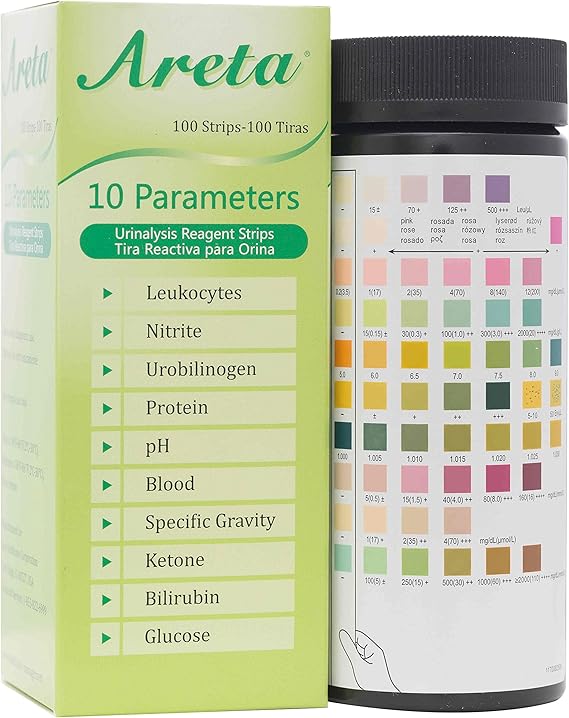 EasyHome Areta 10 Parameter (10SG) Urinalysis Reagent Test Strips, 100