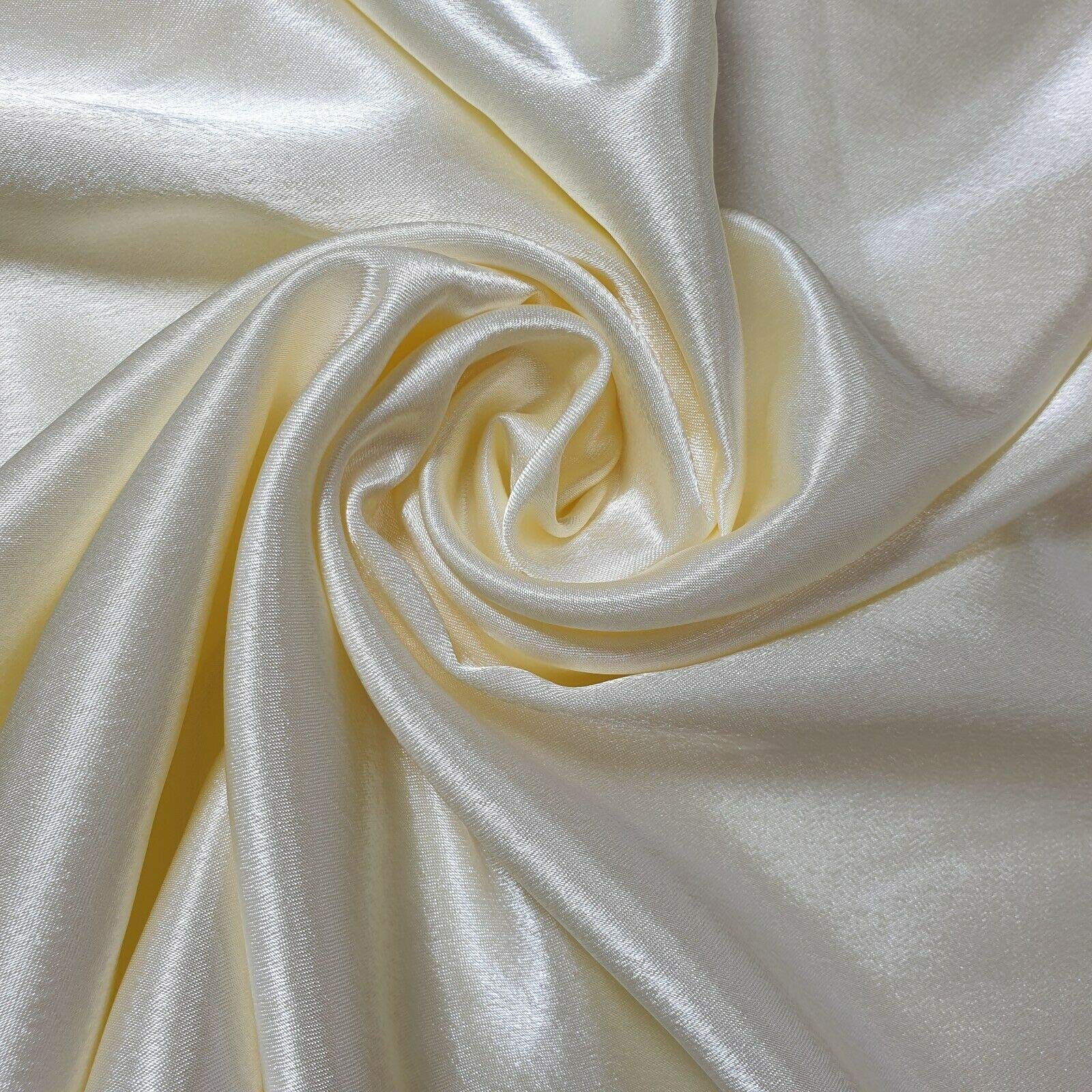 100% Polyester/Crepe Backed Poly Silk Silky Satin Fabric, Dressmaking, Wedding, Prom - Dress Craft Fabric Material 58" - 150 cm Wide Sold As 1 Meter Pre - Cut Lengths (Cream)