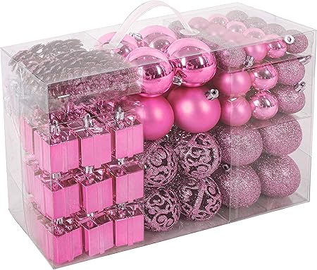 Addobbi Natalizi Rosa.Brubaker Set Di 101 Accessori Decorativi Per L Albero Di Natale Addobbi Natalizie In Color Rosa Diverse Forme Di Palline Ed Un Puntale Per Albero Di Natale Amazon It Casa E Cucina