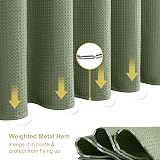 Shower Curtain 182x198cm Green with Metal Hooks Waffle Fabric view 5