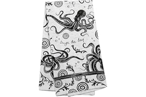 Stephen Joseph KA101944 Karma Gifts Black and White Boho Tea Towels, Octopus