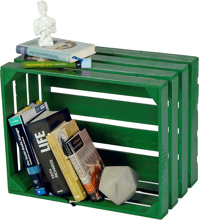 LAUBLUST Sehr Große Vintage Holzkiste - 50x40x30cm, Grün Lackiert, Neu