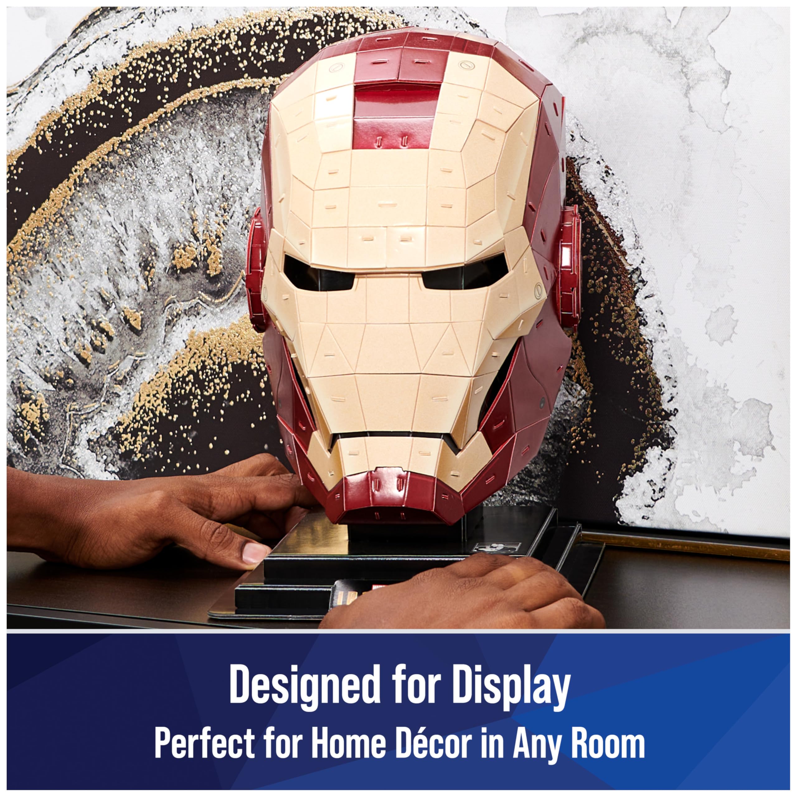 4D Build, Marvel Iron Man 3D Puzzle Model Kit with Stand 96 Pcs | Iron Man Helmet Desk Decor | Building Toys | 3D Puzzles for Adults & Teens 12+