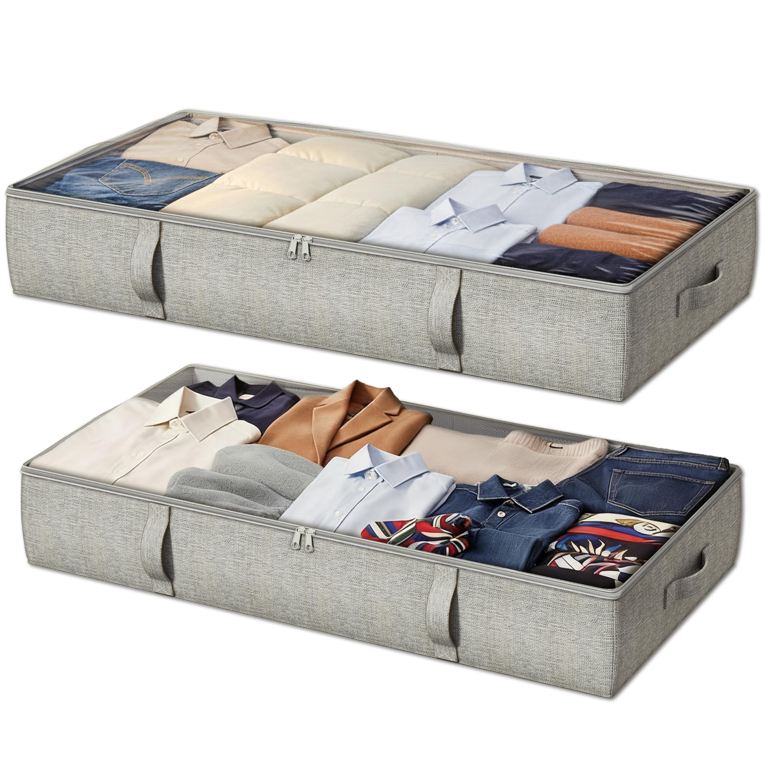 Photo 1 of TidyCorner 2-Pack Under Bed Storage Containers, 6 Inches Tall Underbed Clothes Storage Organizer Bin with Sturdy Sidewalls/Bottom, Underbed Storage Bins 2 Storage Thin Bins