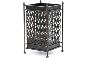 Dualplex Super Quality Umbrella Stand Umbrella Holder Antique Look Metal Entry Hallway Décor Square w/Removable Drip Tray Home Office Rack Holds Umbrellas Canes Walking Sticks Gift Idea 16" Tall