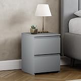 Vida Designs Denver 2 Drawer Bedside Chest Grey Space-Saving Nightstand view 1