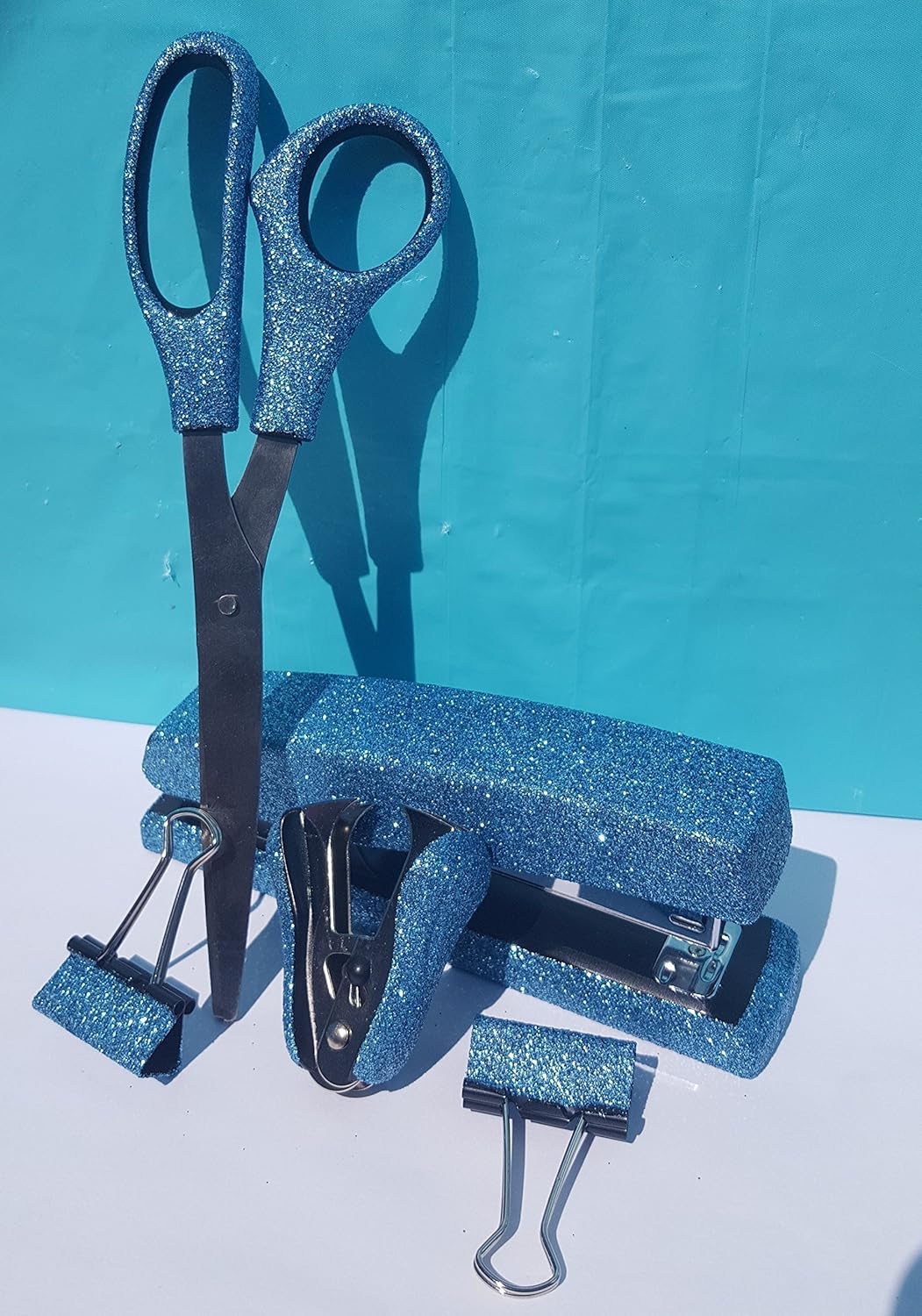 Light Blue Office Supplies Blue Extra Fine Glitter Desk