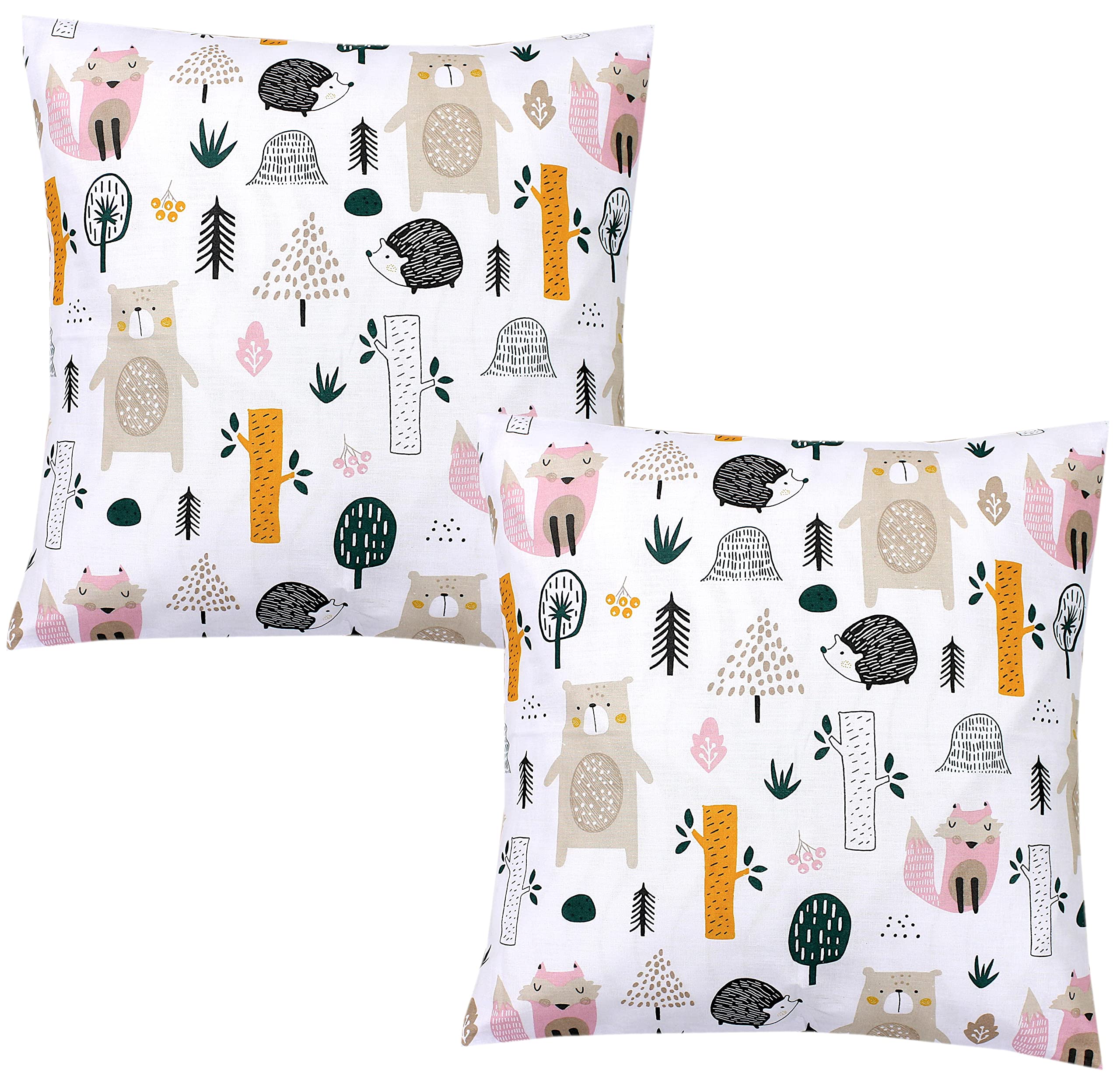 TupTam Children's Cushion Cover Decorative Patterned with Hotel Fastener Set of 2, Forest Animals, 80 x 80 cm