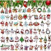 Hungdao 64 Pcs Diamond Art Christmas Ornaments Kits Diamond Art Painting Kits DIY Keychains for Adults 5d Bulk Winter Hanging Ornament Snowman Santa Claus Home Xmas Tree Craft Gift Decor(Classic Red)