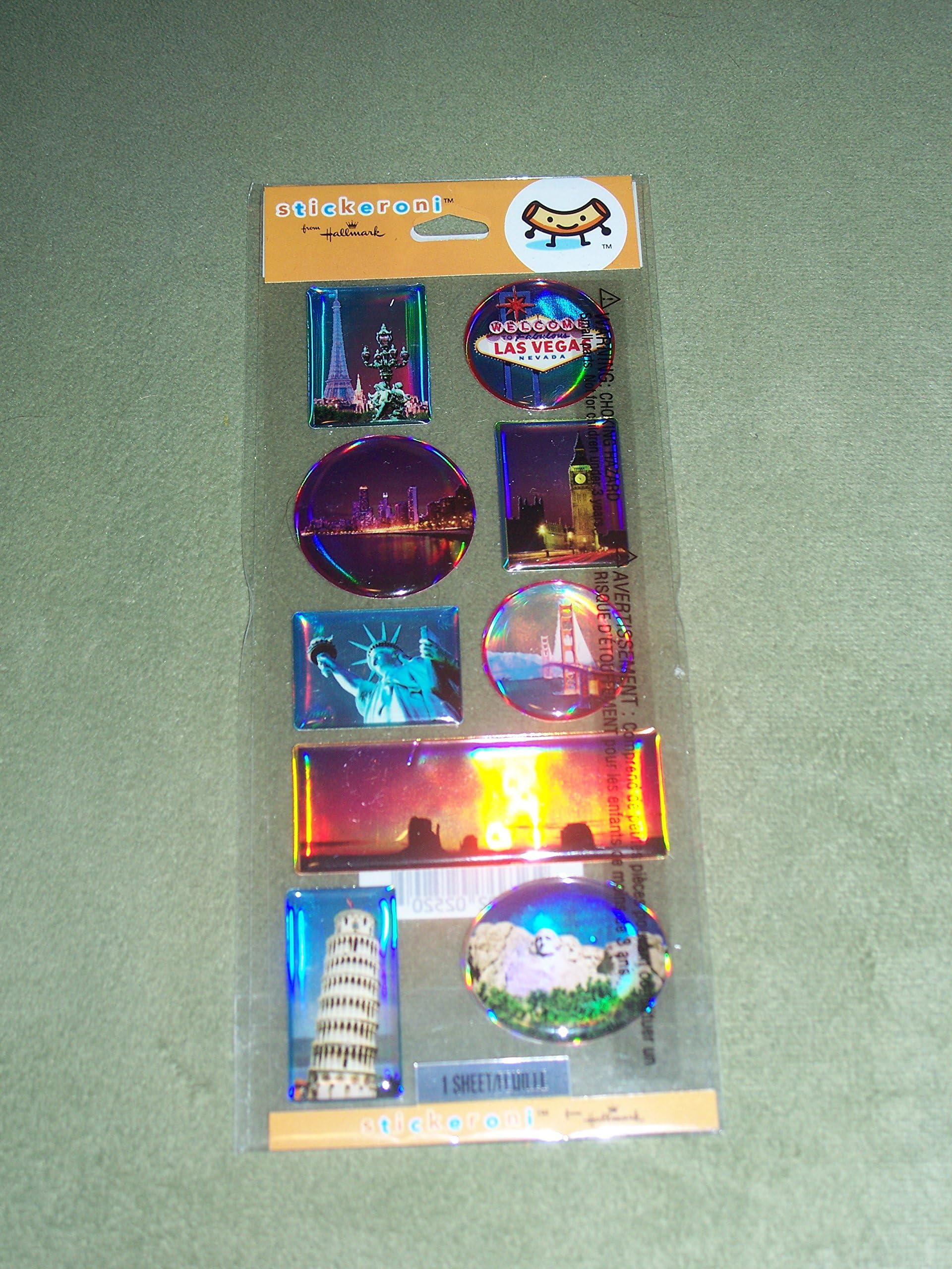 World Travel Mount Rushmore Las Vegas Paris New York San Francisco London Epoxy Scrapbook Stickers (SS3040)