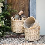Arthur Cameron Deluxe Circular Wicker Log Basket with Handles & Lining (Large, view 8