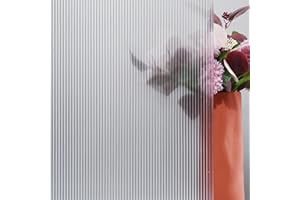 FEOMOS Frosted Reeded Glass Film, Window Privacy Film, Decorative Window Decals, 3D Glass Stickers for Window Door Cabinet Non Adhesive 17.3 x 78.7 inches
