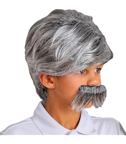 Beefunny Old Man Costume Set - Wig, Glasses & Inflatable Cane For 100th Day Of School & Parties