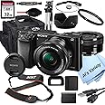 Sony Alpha a6000 Mirrorless Digital Camera with 16-50mm Lens + 32GB Card, Tripod, Case, and More (18pc Bundle)