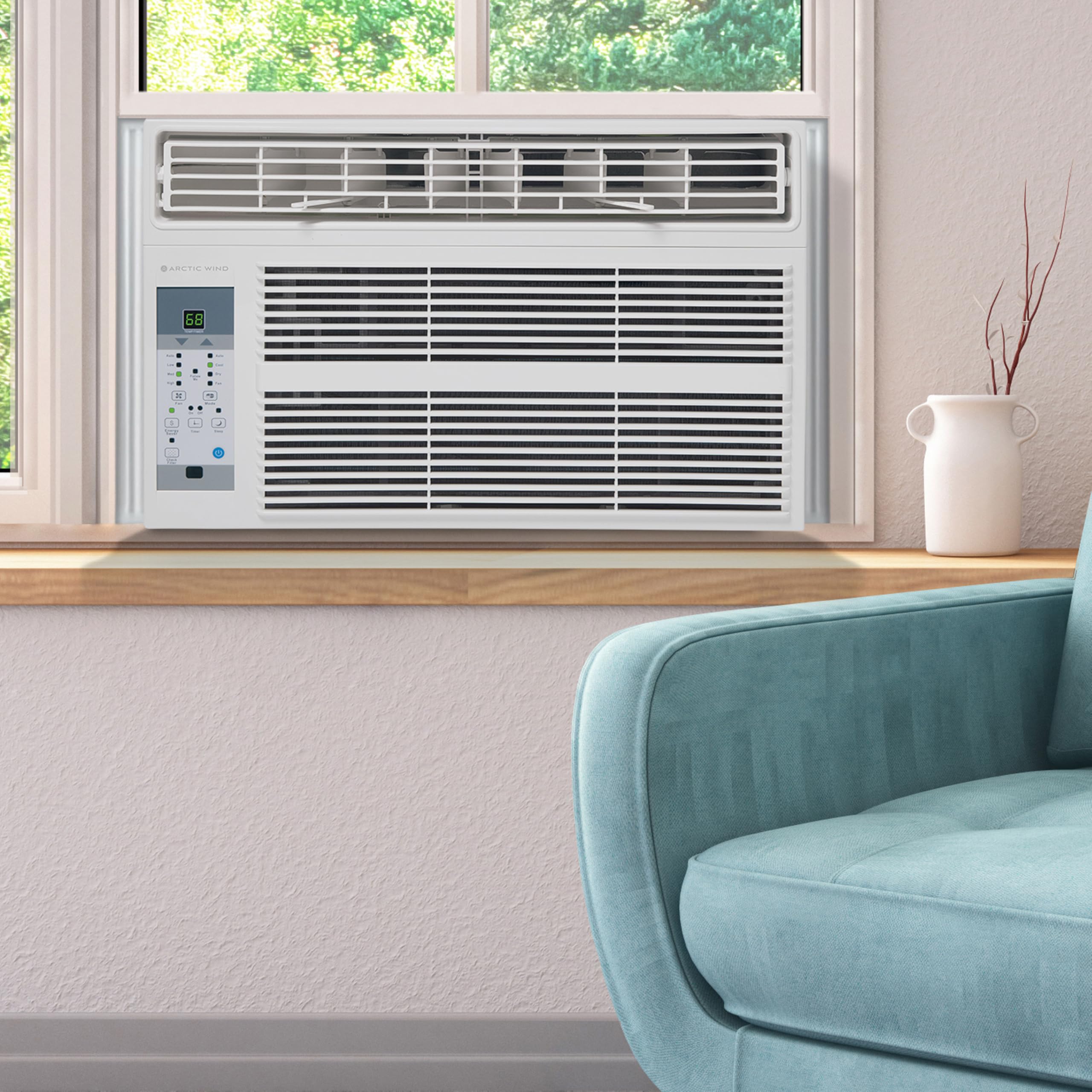 Arctic Wind 4AW10000A 10,000 Air Conditioner and Dehumidifier, 115V, Window AC Unit for Medium Rooms up to 450 Square Feet with Remote Control, White, 10000 BTU