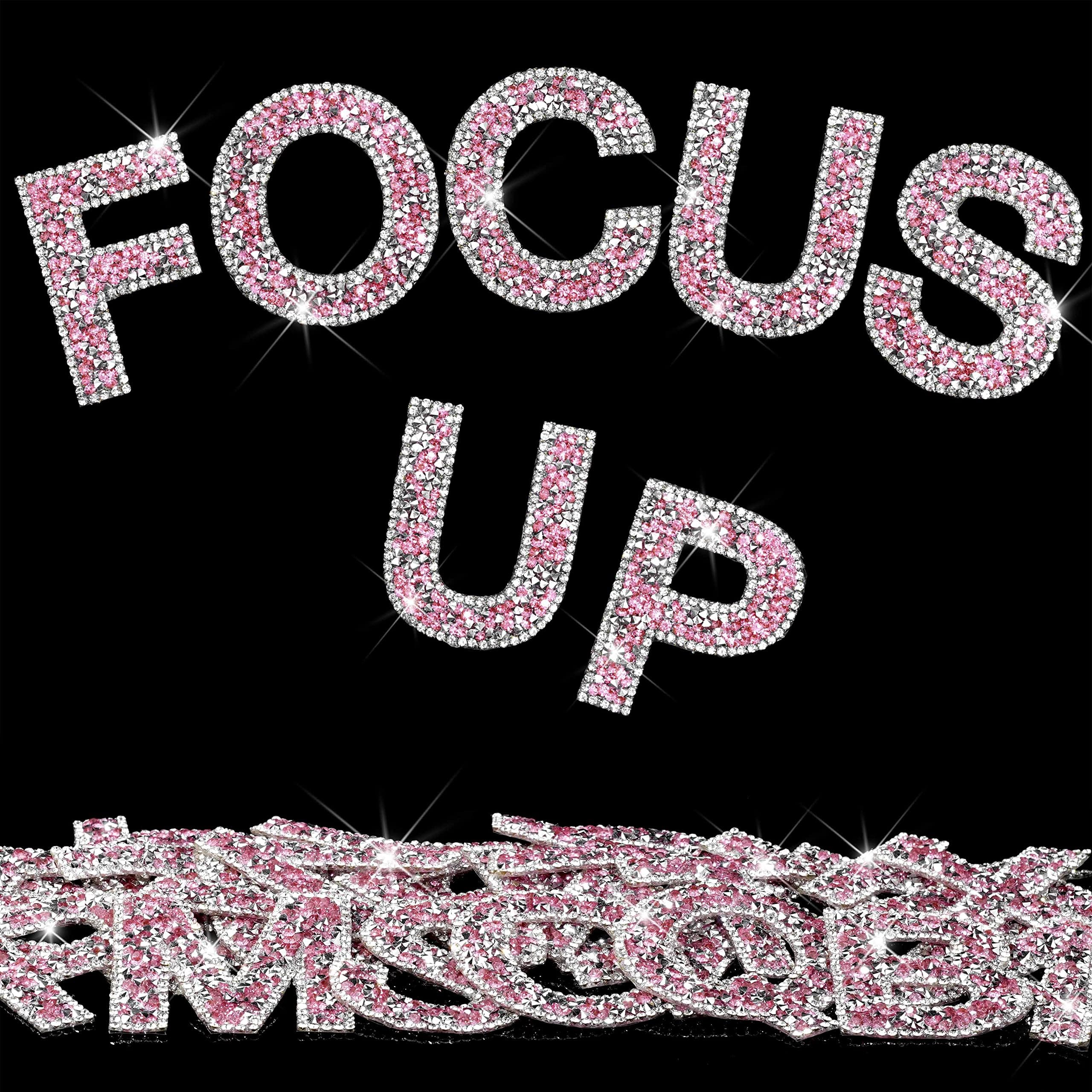 Photo 1 of Locacrystal 34Pcs Rhinestone Letter Stickers Bling Glitter Alphabet A-Z Letters Self-Adhesive Crystal Rhinestones Word Sticker Iron on Letters for Clothing Art Crafts DIY Decors(Rose+White,2.24")