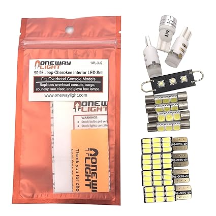 One Way Light 1990 1996 Jeep Cherokee Xj Interior Led Light Set Overhead Console Model 1wl Xj2