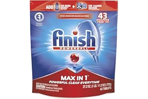 Finish - Max in 1-43ct - Dishwasher Detergent - Powerball - Wrapper Free Dishwashing Tablets - Dish Tabs - Packaging May Vary