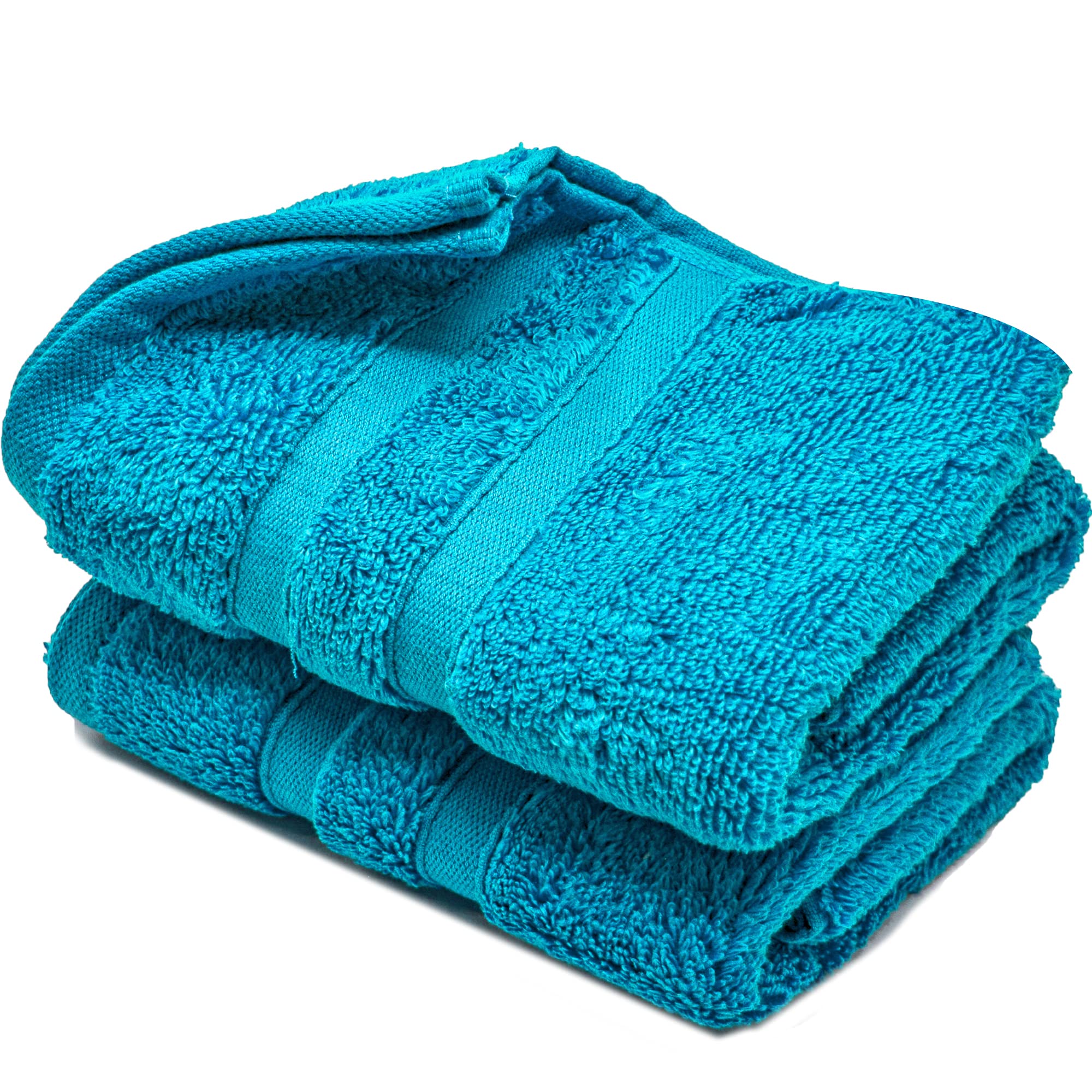 Hand Towels 600gsm ZERO TWIST Cotton Highly Absorbent & Quick Dry Luxury Hotel Quality Luxe Collection Fade Resistant 50x80cm (Teal Blue, Pack Of 2)