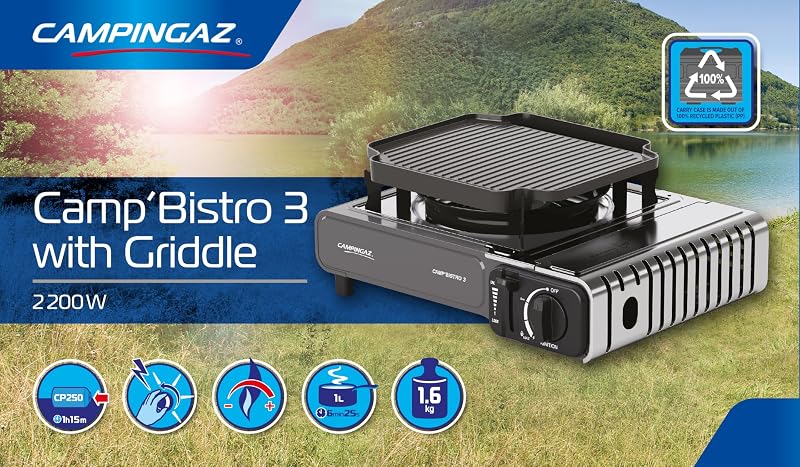 Camp'Bistro 3 Gaskocher mit Grillplatte