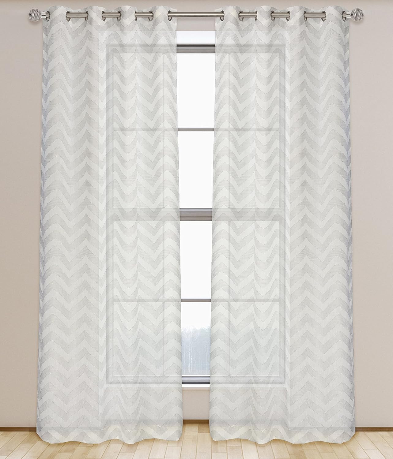 Amazon Com Lj Home Fashions 548 Artemis Semi Sheer Chevron