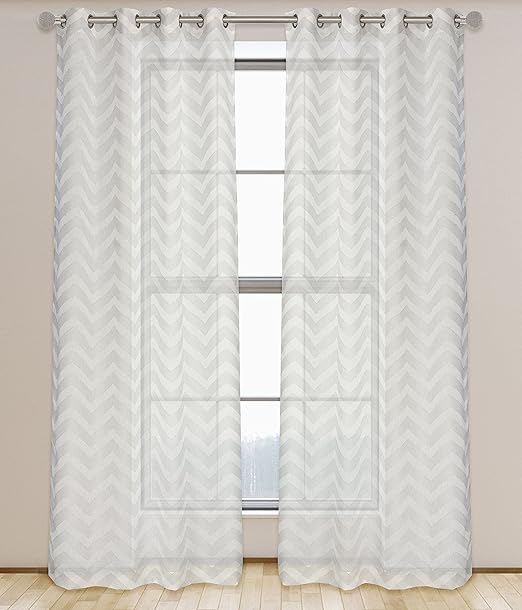 Amazon Com Lj Home Fashions 548 Artemis Semi Sheer Chevron