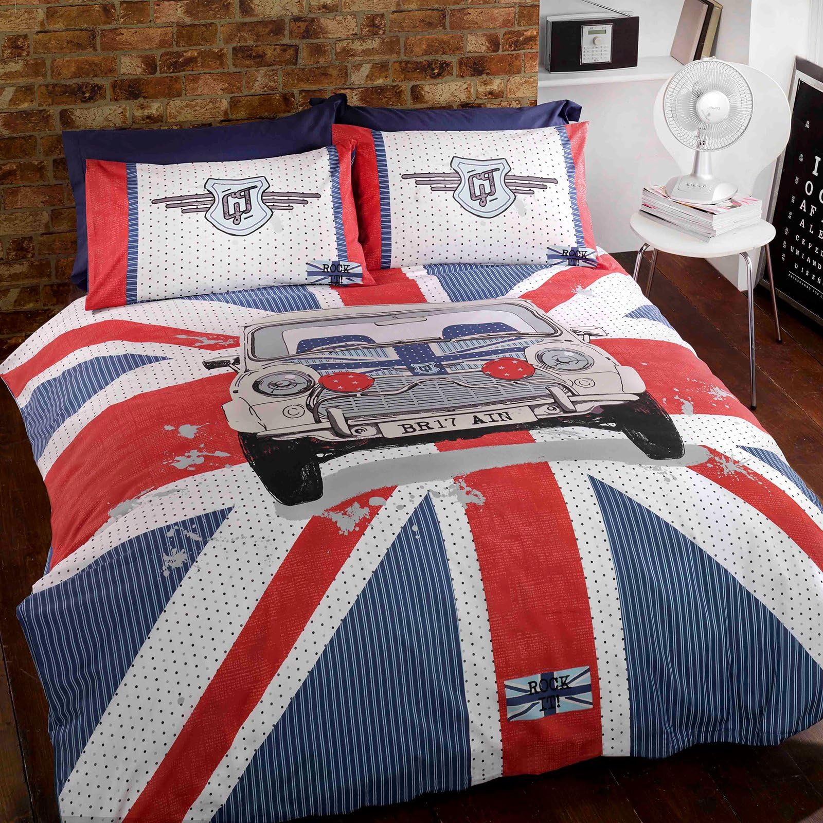 Just Contempo Union Jack Duvet Cover Set, Blue, King