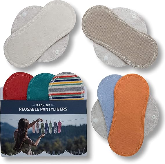 Reusable Panty Liners, 7Pack Washable Organic Cotton Cloth Pantyliners