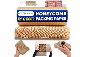 ecoducer 12”x100’ Honeycomb Packing Paper Moving Supplies. Eco Friendly Bubble Paper Wrap Roll for Packing Fragile Items. Pac