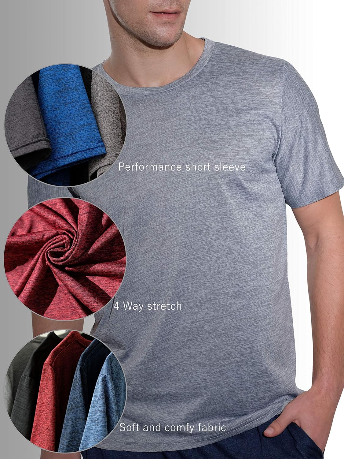 5 Pack: Men’s Dry-Fit Moisture Wicking Active Athletic Performance Crew T-Shirt at  Men’s Clothing store
