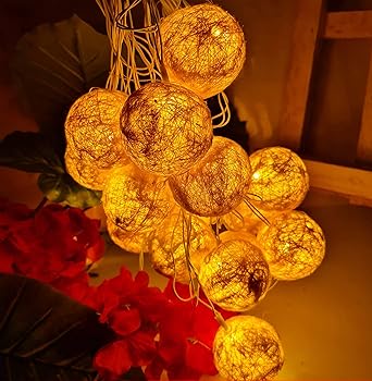 Glimmer Lightings Thread Ball String Light Made in India for Home Decor Festival Party Diwali Christmas Decoration- Yellow