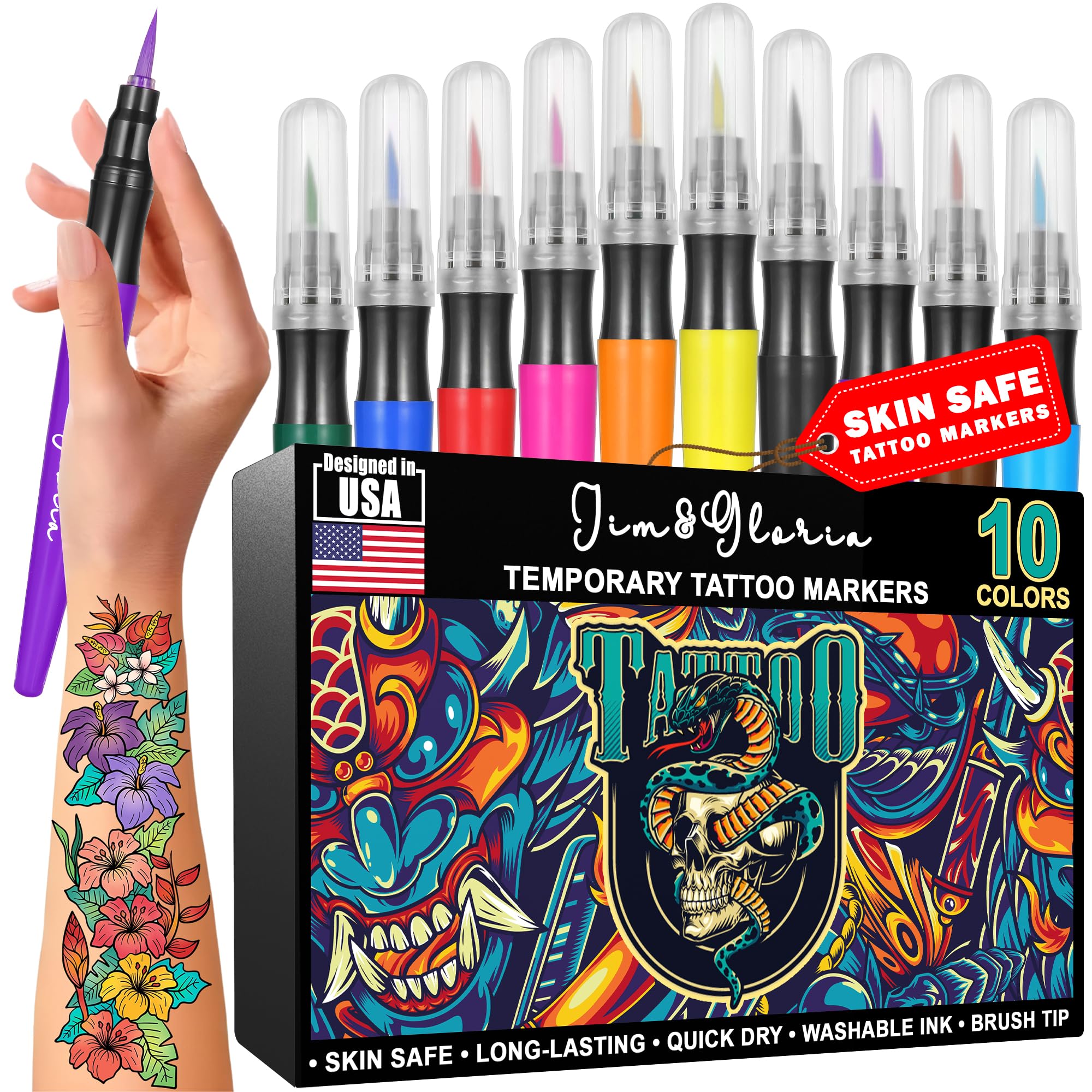 Jim&Gloria Temporary Tattoo Pens Fake Tattoos Painting Kit