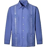 MAXJON Mens Shirts Long Sleeve Guayabera Shirts for Men Cuban Shirts