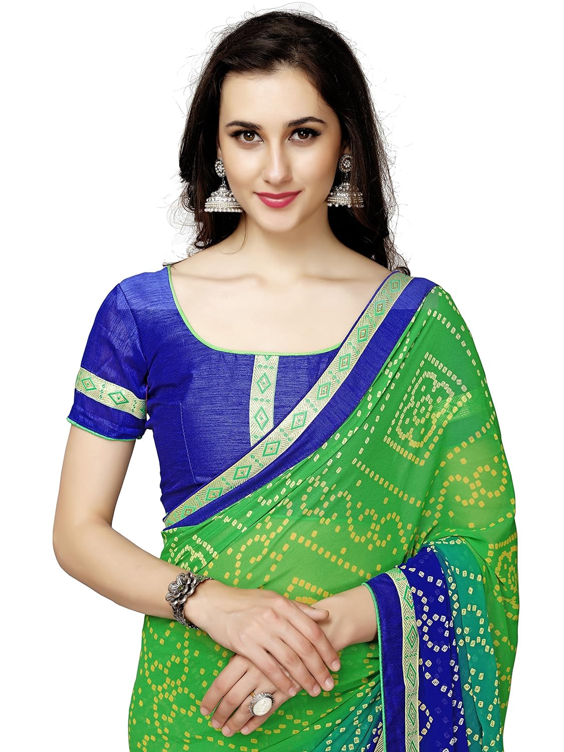 online fayda women's georgette saree with blouse piece (of288,green,free size)