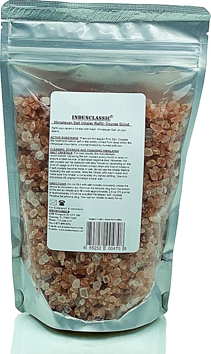 IndusClassic Himalayan Salt for Ceramic Inhaler or Neti Pot Refill Asthma Allergy Sinus: Health & Personal Care