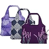 ChicoBag Vita Reusable Bag with Built-In Pouch and Carabiner Clip | Large-Capacity Shoulder Bag | Eco-Conscious Packable Tote | Variety 3pk - Bliss, Be, & Peacock Bandana (Pack of 3)