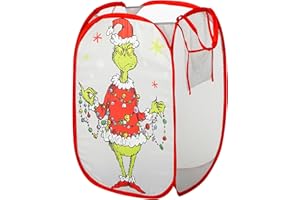 Grinch Dr Seuss Collapsible Laundry Basket, Lightweight Clothes Storage Organizer, Foldable Hamper for Bedroom & Playroom, Ho