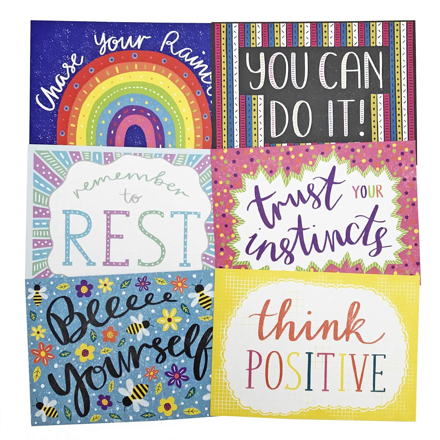 Positive Postcards set of six, each with a different inspirational