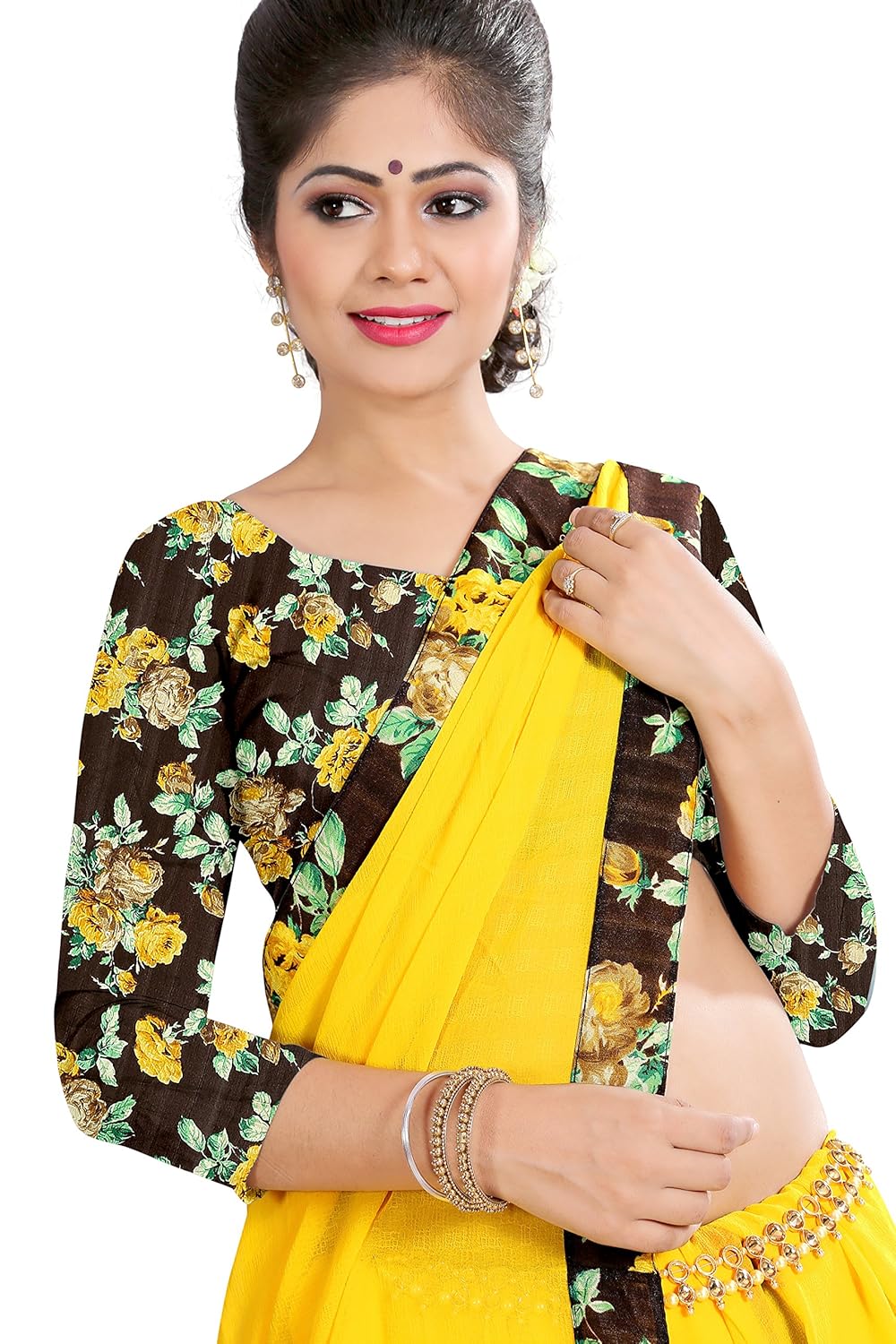 oomph! women's georgette saree with blouse piece