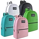 5 Pack Bulk Backpacks, Wholesale 17-Inch Lightweight Bookbags for Kids, Adults, School, Classroom, Travel, Gym Supplies with 1 Large, 1 Small Pocket, Perfect for Events, Corporate Bundles, Mix
