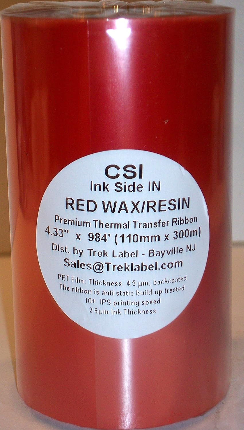 Red Ink Color Thermal Transfer 50/50 Wax Resin Ribbon 4.33