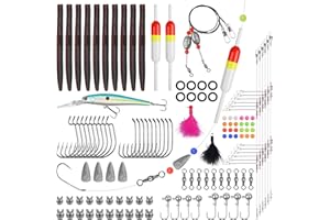 141Pcs Surf Fishing Tackle Kit Slip Bobbers Rigs Saltwater Lures Fishing Rigs Worm Lures Hooks Sinker Weights Swivels Jig Hea