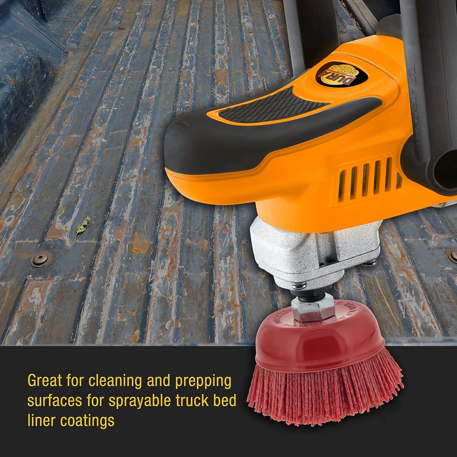 Dura-Gold 4" Abrasive Filament Nylon Bristle Cup Brush - Coarse Sanding Scuffing Brush, 5/8" 11 Thread, 1/4" Drill Arbor - Remove Rust, Corrosion, Paint - Surface Prepping for Truck Bed Liner Coatings: Industrial & Scientific