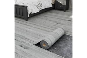 Oxdigi Peel and Stick Vinyl Flooring Roll 23"x 118"/19 Sq.Ft, Thicken Self Adhesive Vinyl Floor Tiles Wood Plank Flooring Waterproof Wear-Resistant for Any Room, Easy DIY Floor Coverings, Grey Wood